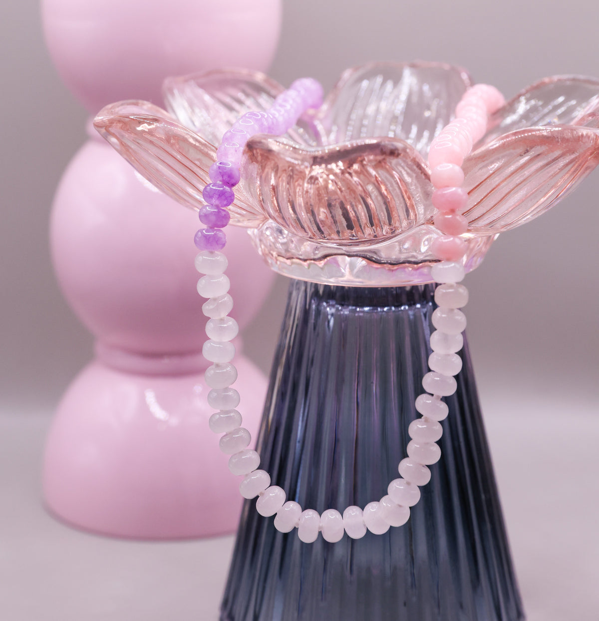 PINK, WHITE, PURPLE QUARTZ NECKLACE