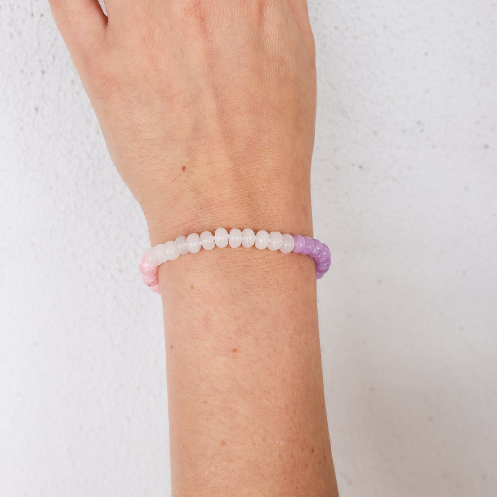Pink, white, purple quartz bracelet