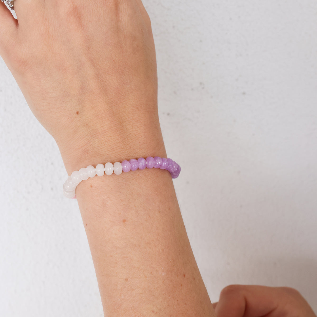 Pink, white, purple quartz bracelet