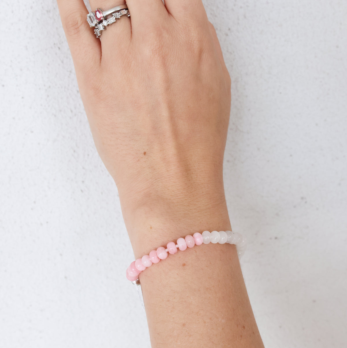 Pink, white, purple quartz bracelet