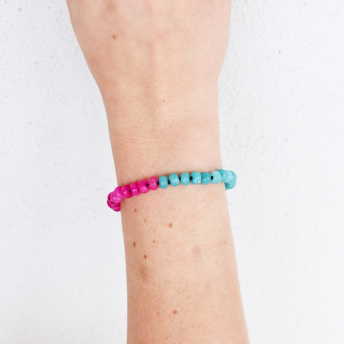 Hot pink and turquoise quartz bracelet