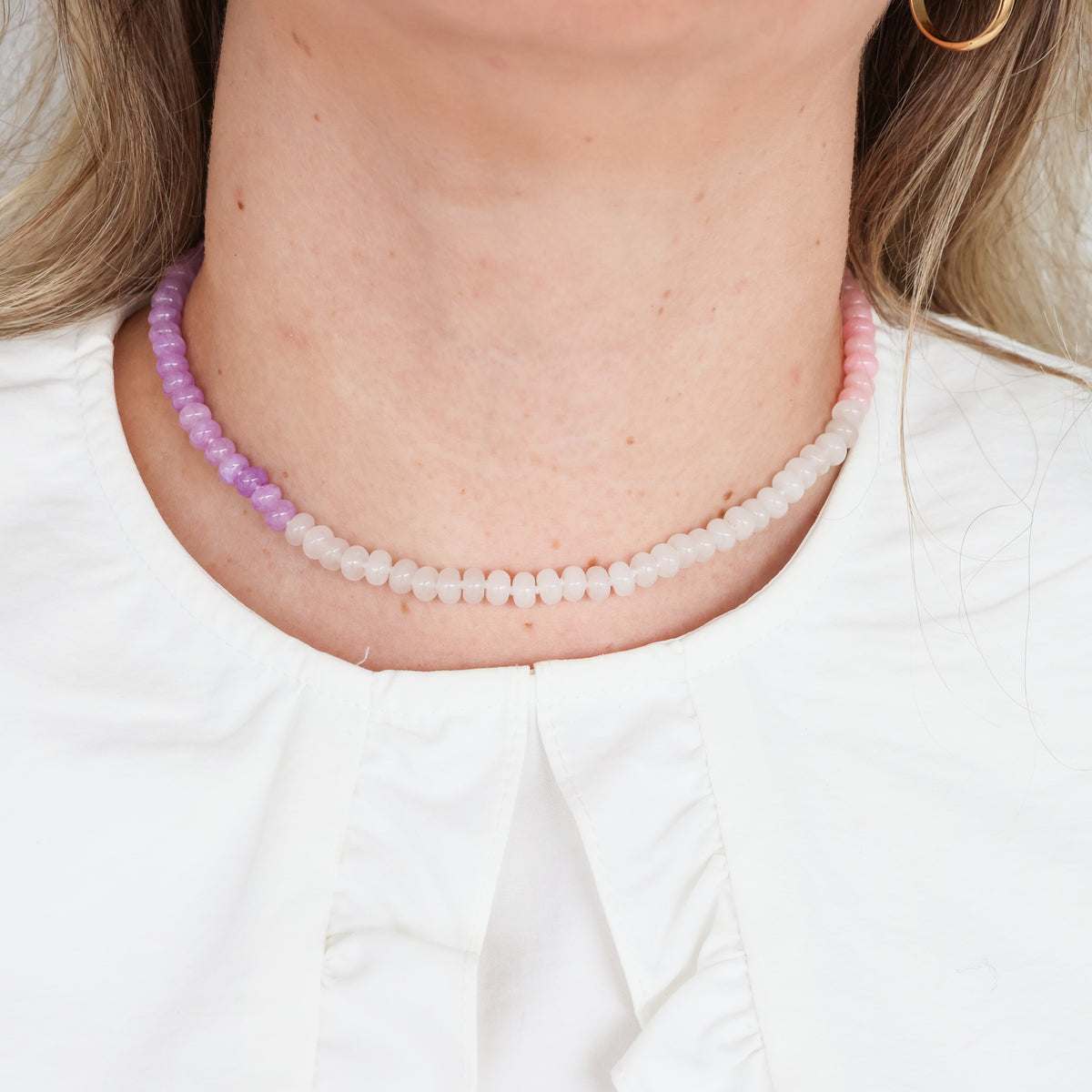 PINK, WHITE, PURPLE QUARTZ NECKLACE