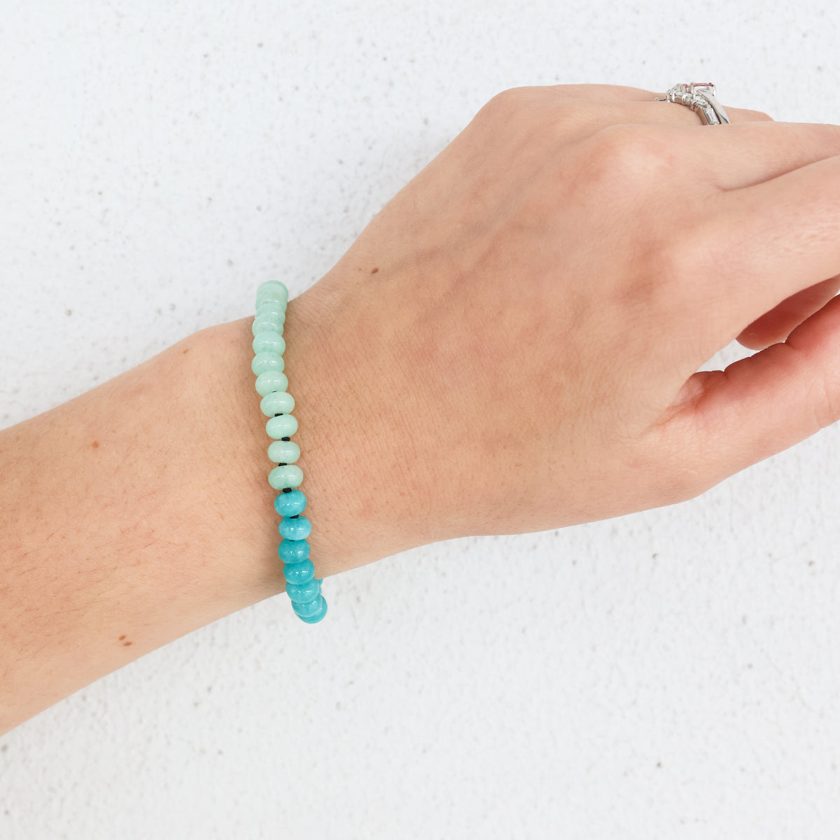 Turquoise and sea foam blue quartz bracelet