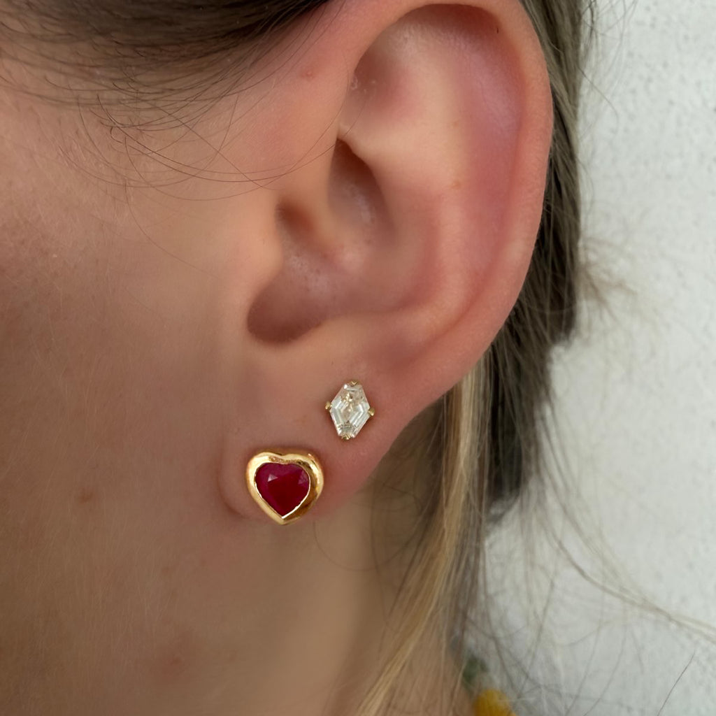 RUBY HEART STUDS