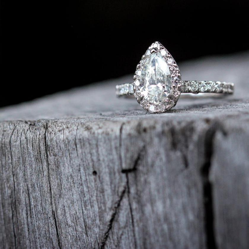 PEAR CUT DIAMOND HALO RING