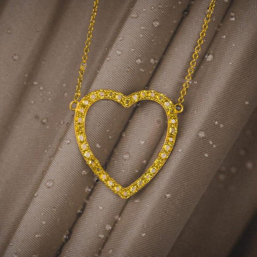 14CT YELLOW GOLD & YELLOW SAPPHIRE OPEN HEART NECKLACE