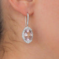 18CT WHITE GOLD MORGANITE & DIAMOND DROP EARRINGS
