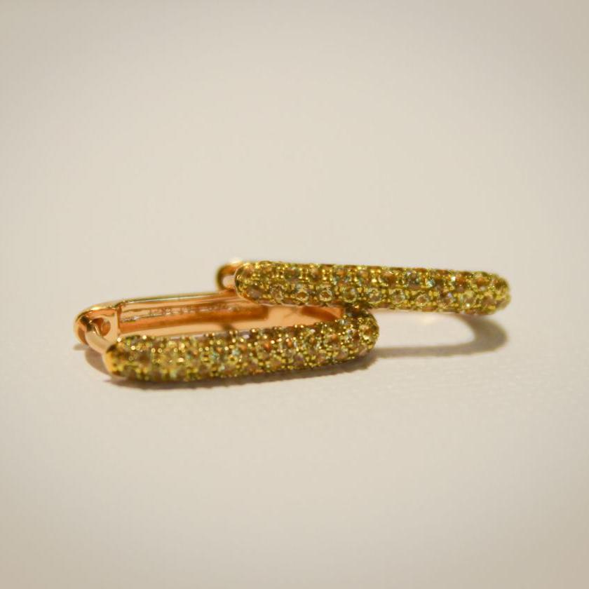 18CT YELLOW GOLD & YELLOW SAPPHIRE PAPERCLIP EARRINGS