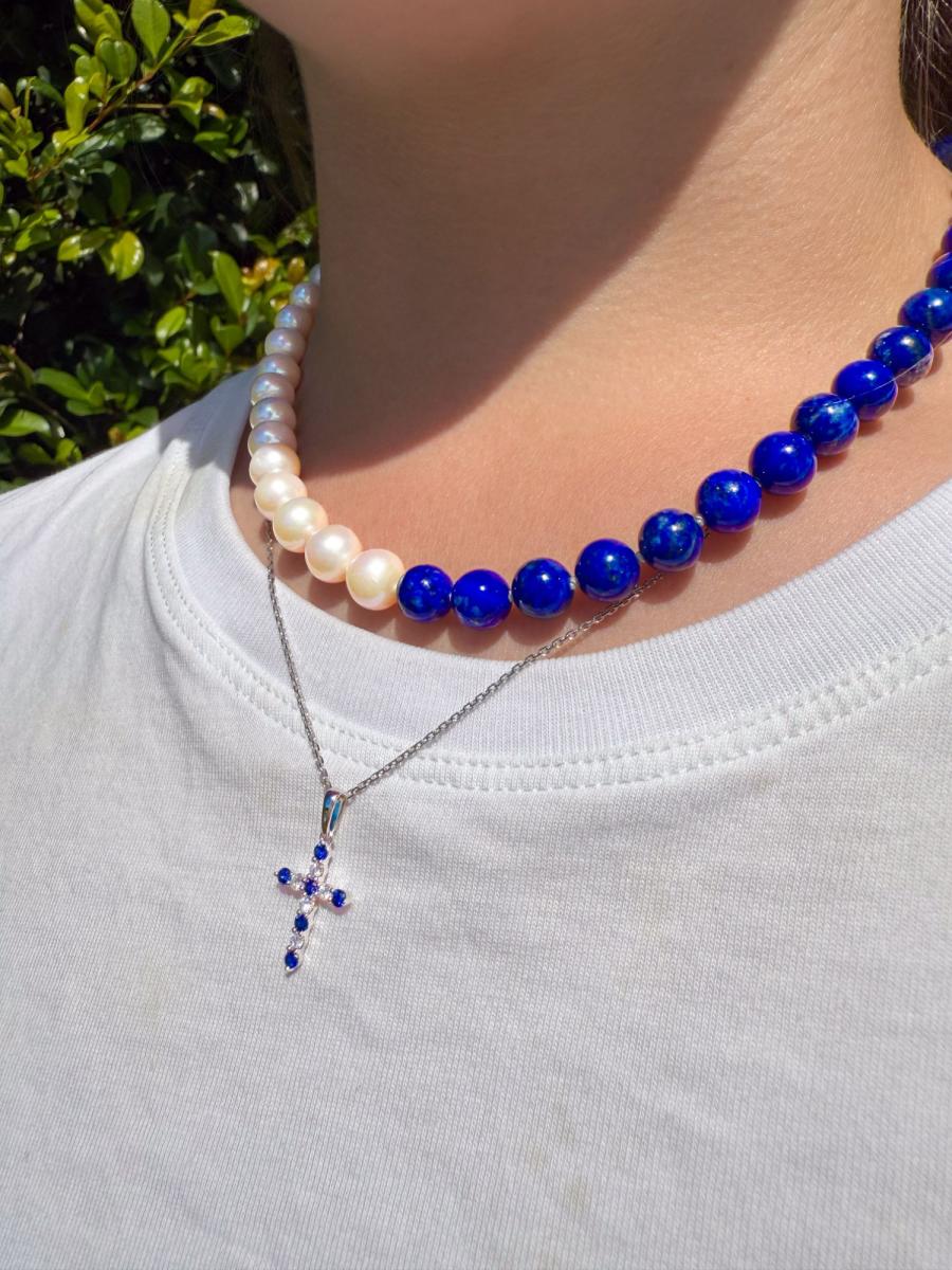 LAPIS LAZULI AND FRESHWATER PEARL NECKLACE