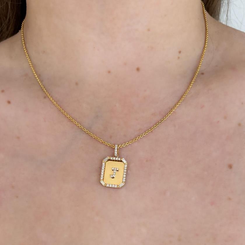 DIAMOND INITIAL "J" PENDANT