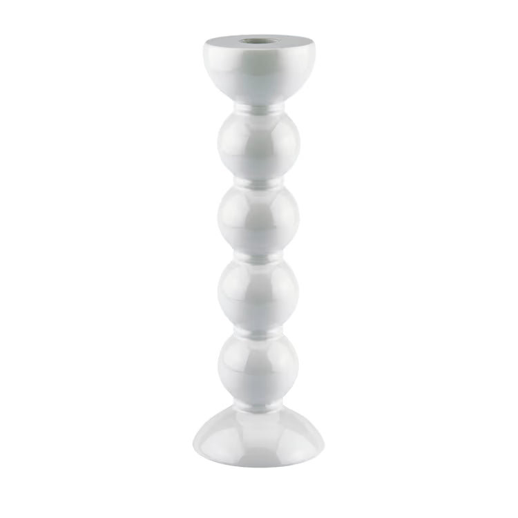 Tall White Bobbin Candlestick - 24cm