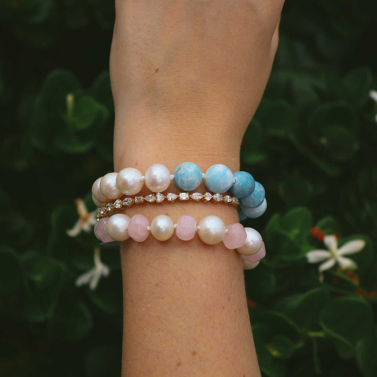 Pearl and Pink Quartz Bracelet
