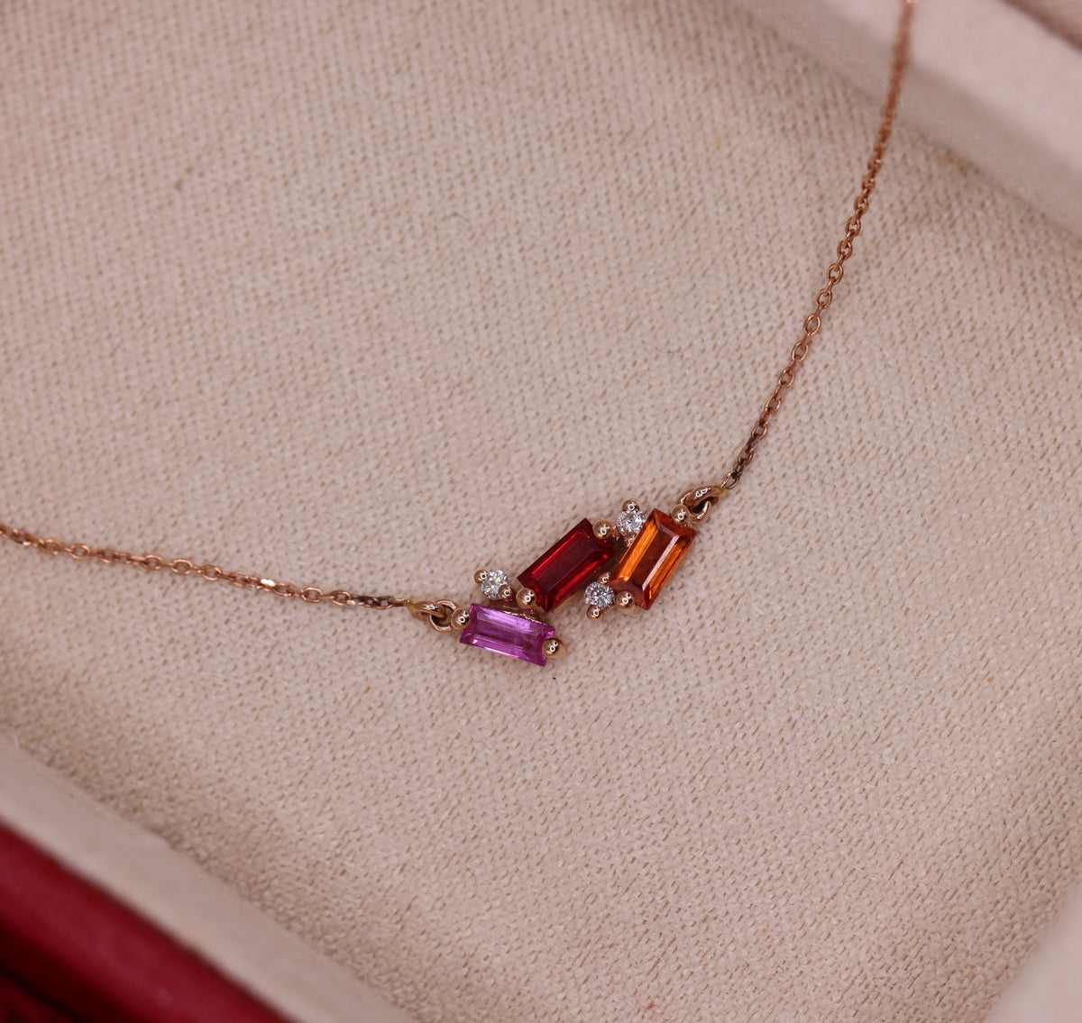 14ct Rose Gold Multi-Coloured Sapphire Necklace