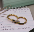 18CT YELLOW GOLD AND DIAMOND PENCIL DOUBLE RING