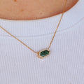 18CT YELLOW GOLD AND MALCHITE NECKLACE