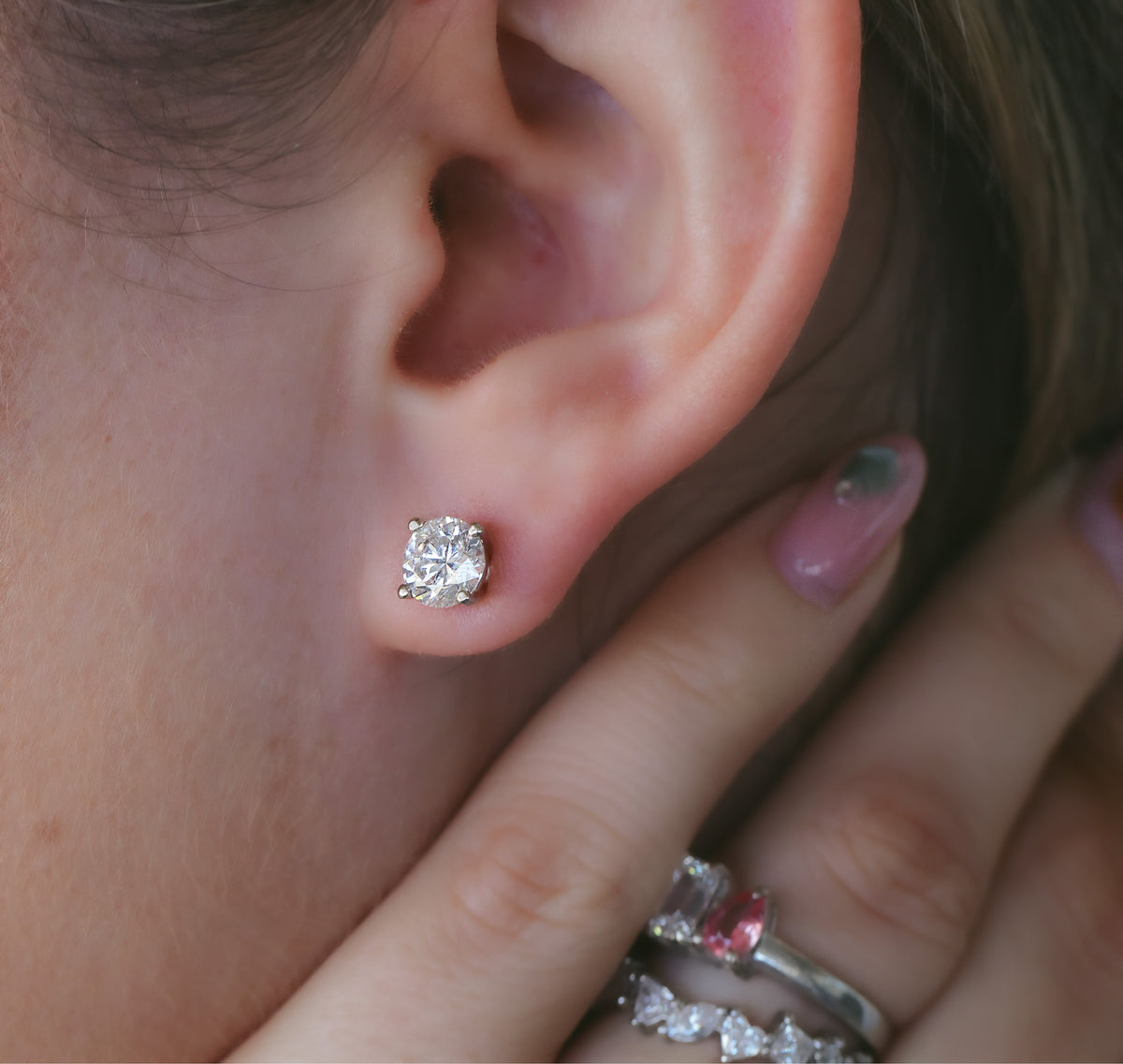18ct White Gold Diamond Stud Earrings