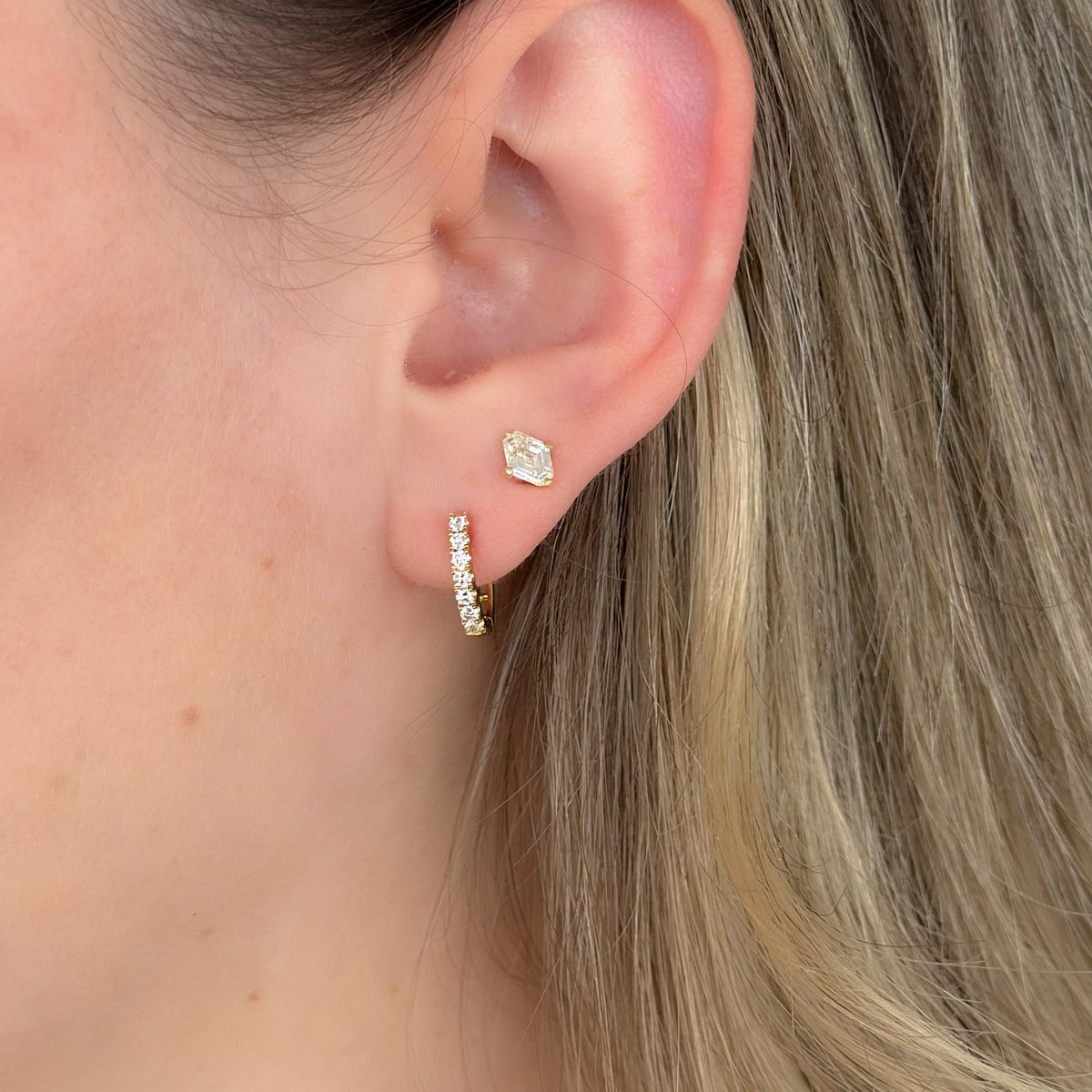 Yellow Gold Diamond Huggies