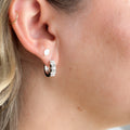 White Gold and Diamond Huggie Earrings