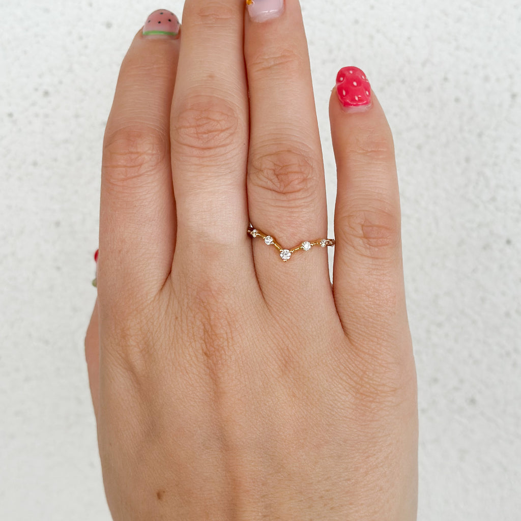 Diamond and Yellow Gold Bamboo Style Ring