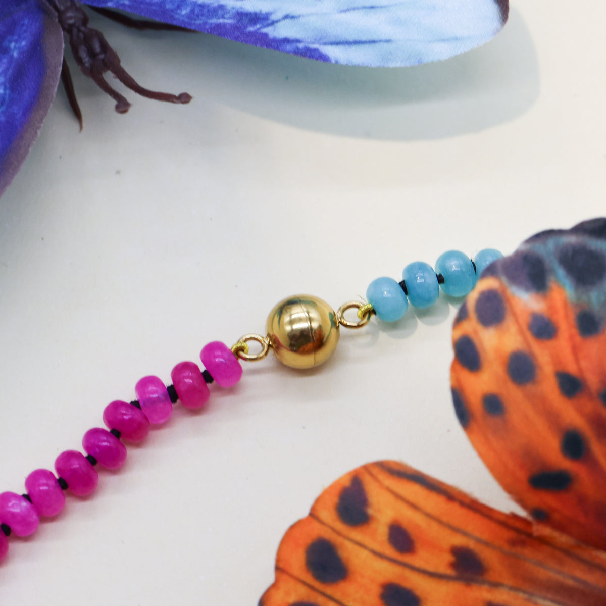 PINK & BLUE DYED QUATZ NECK