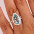 PLATINUM 4.67CT AQUAMARINE & DIAMOND HALO RING