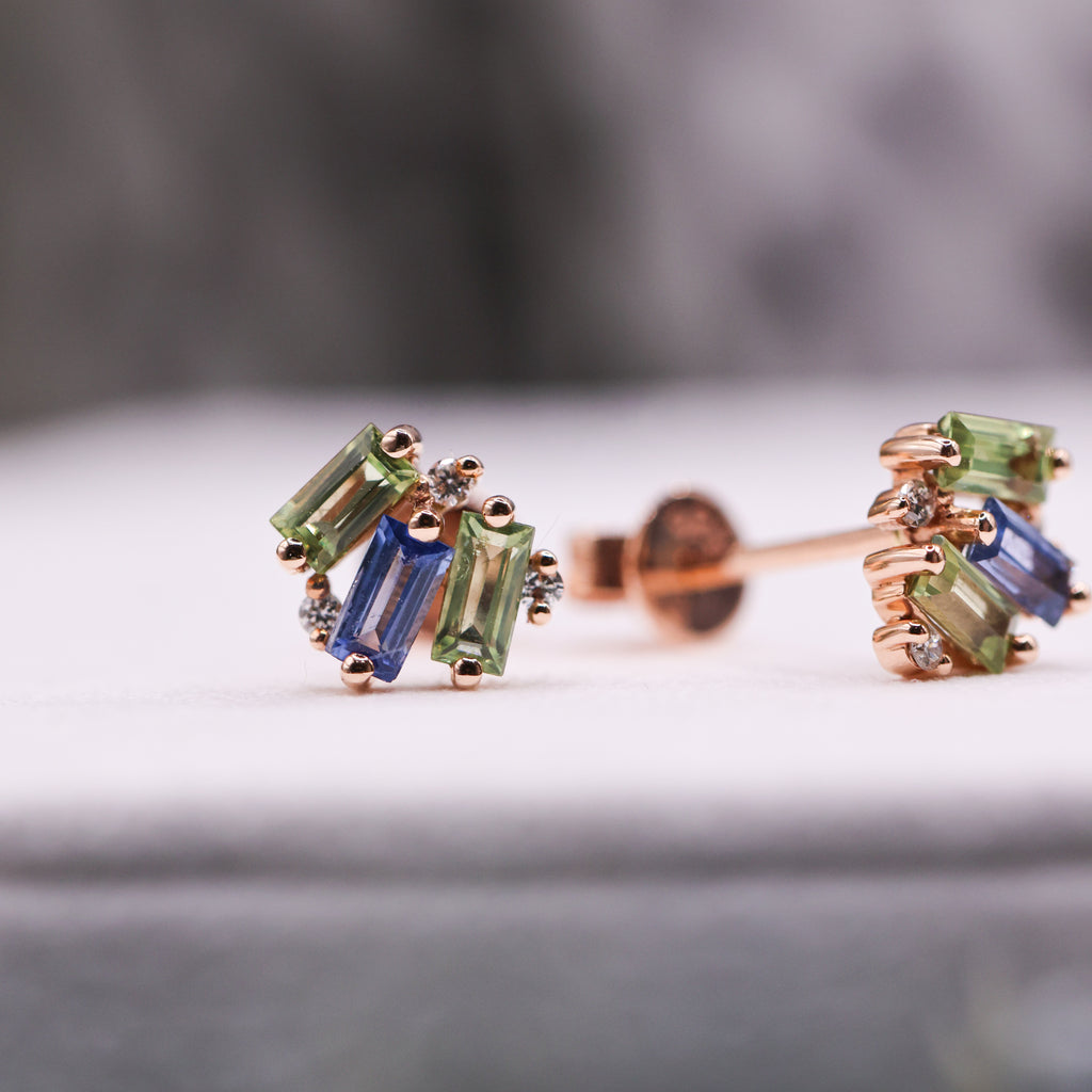 SCATTERED SAPPHIRE AND DIAMOND STUDS