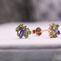 SCATTERED SAPPHIRE AND DIAMOND STUDS