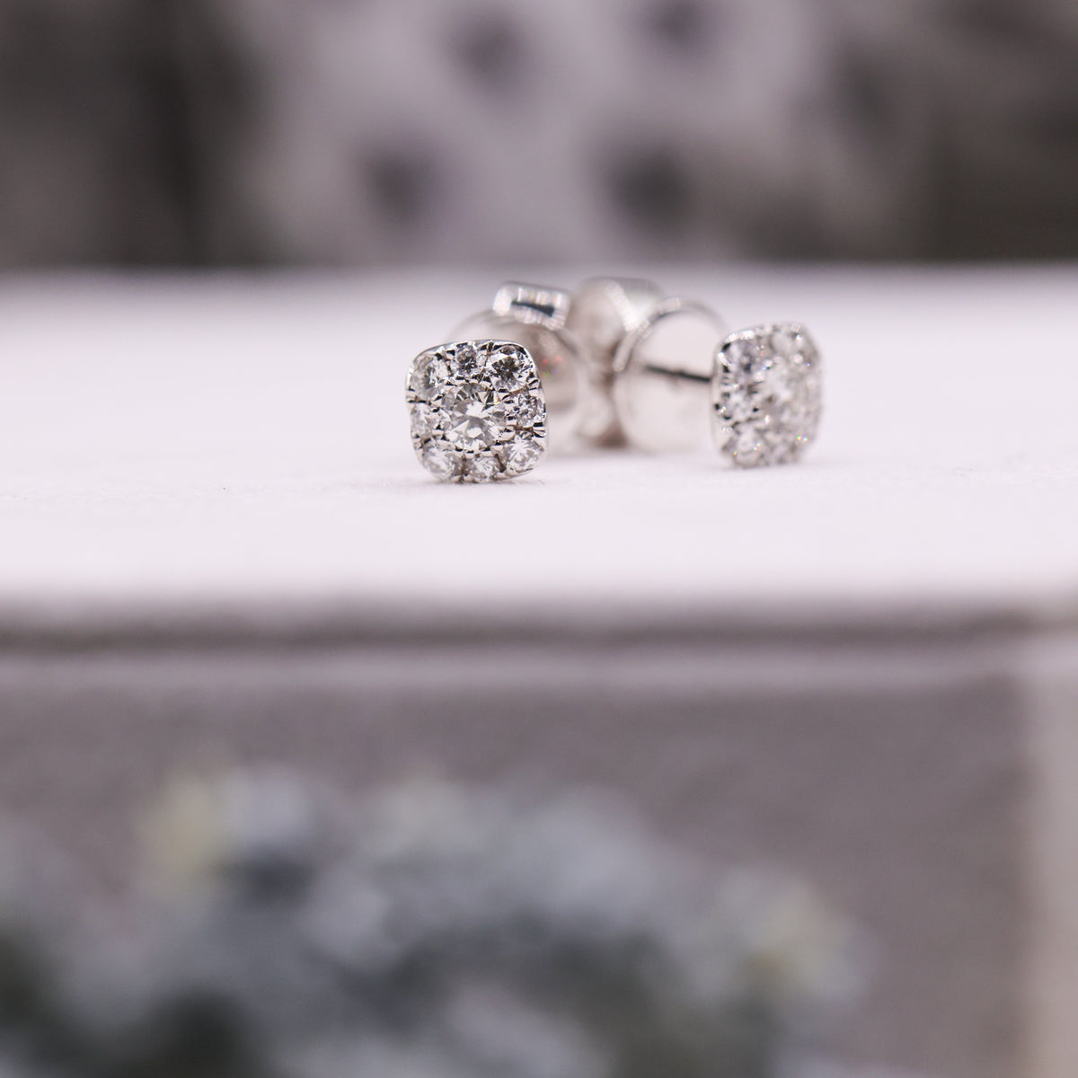 18CT White Gold Cluster Earrings