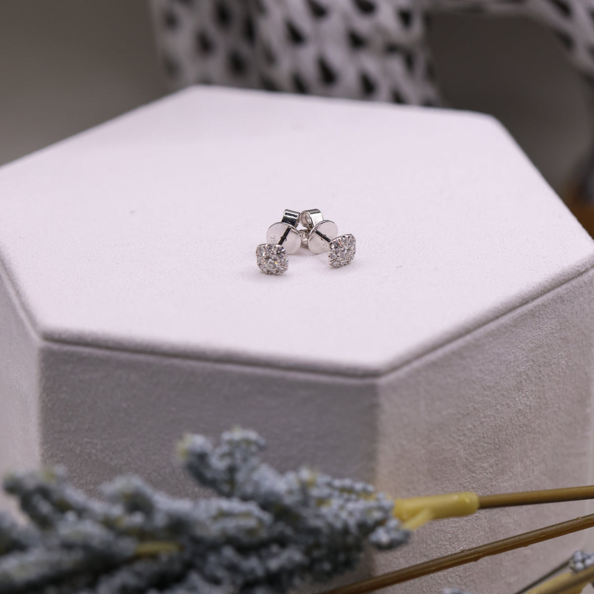 18CT White Gold Cluster Earrings