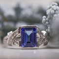 18CT WHITE GOLD & TANZANITE RING