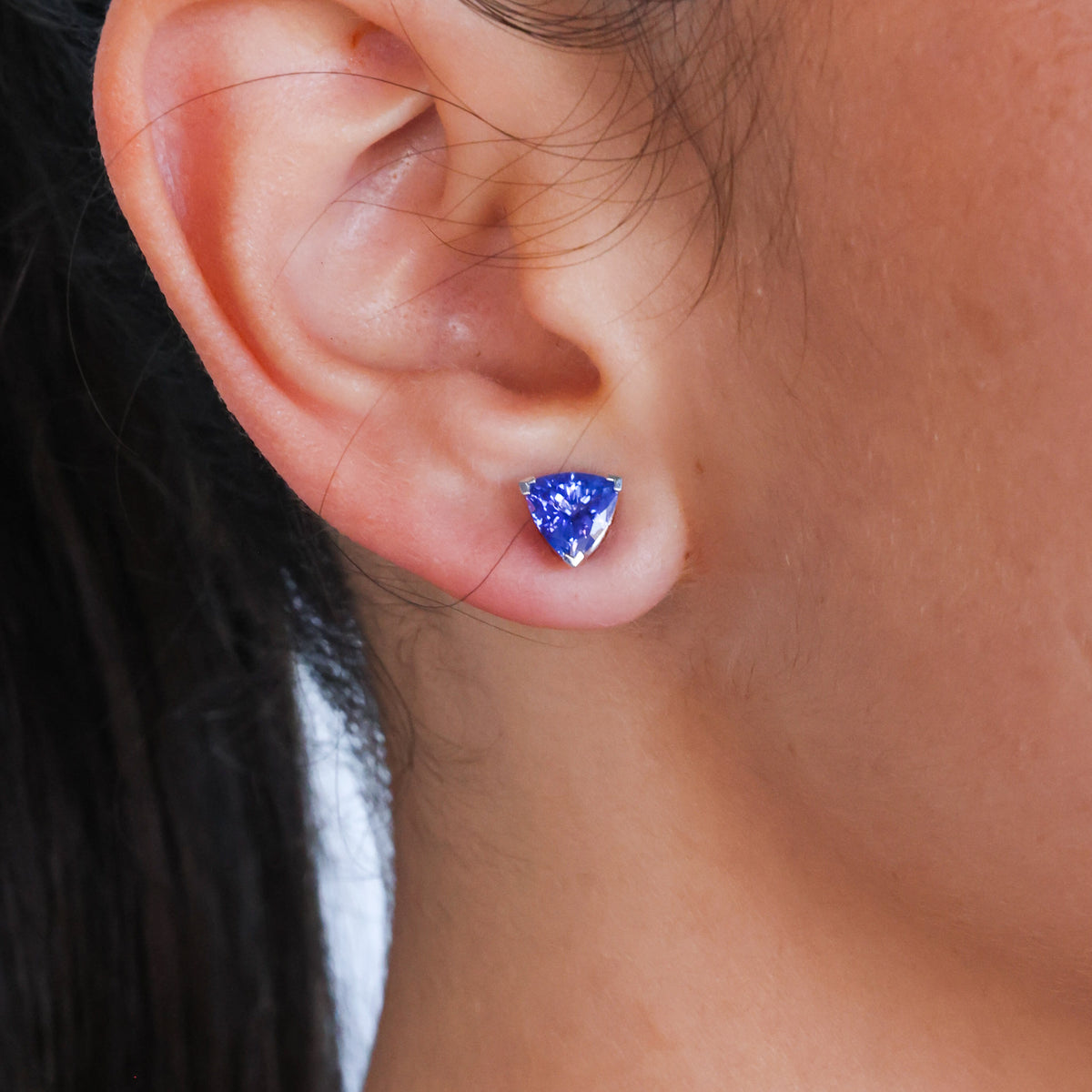 Trilliant Tanzanite Studs