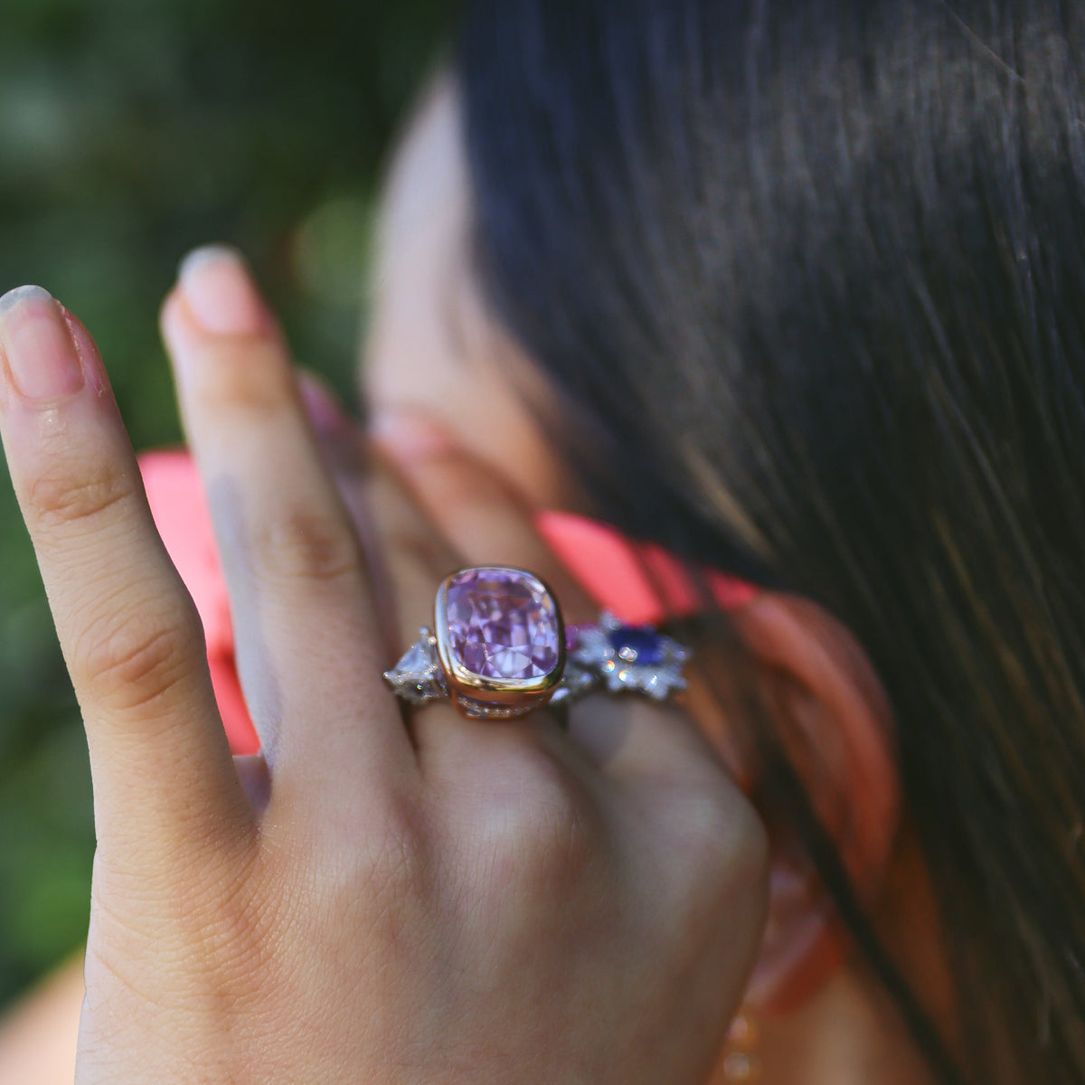 TWO TONE KUNZITE RING