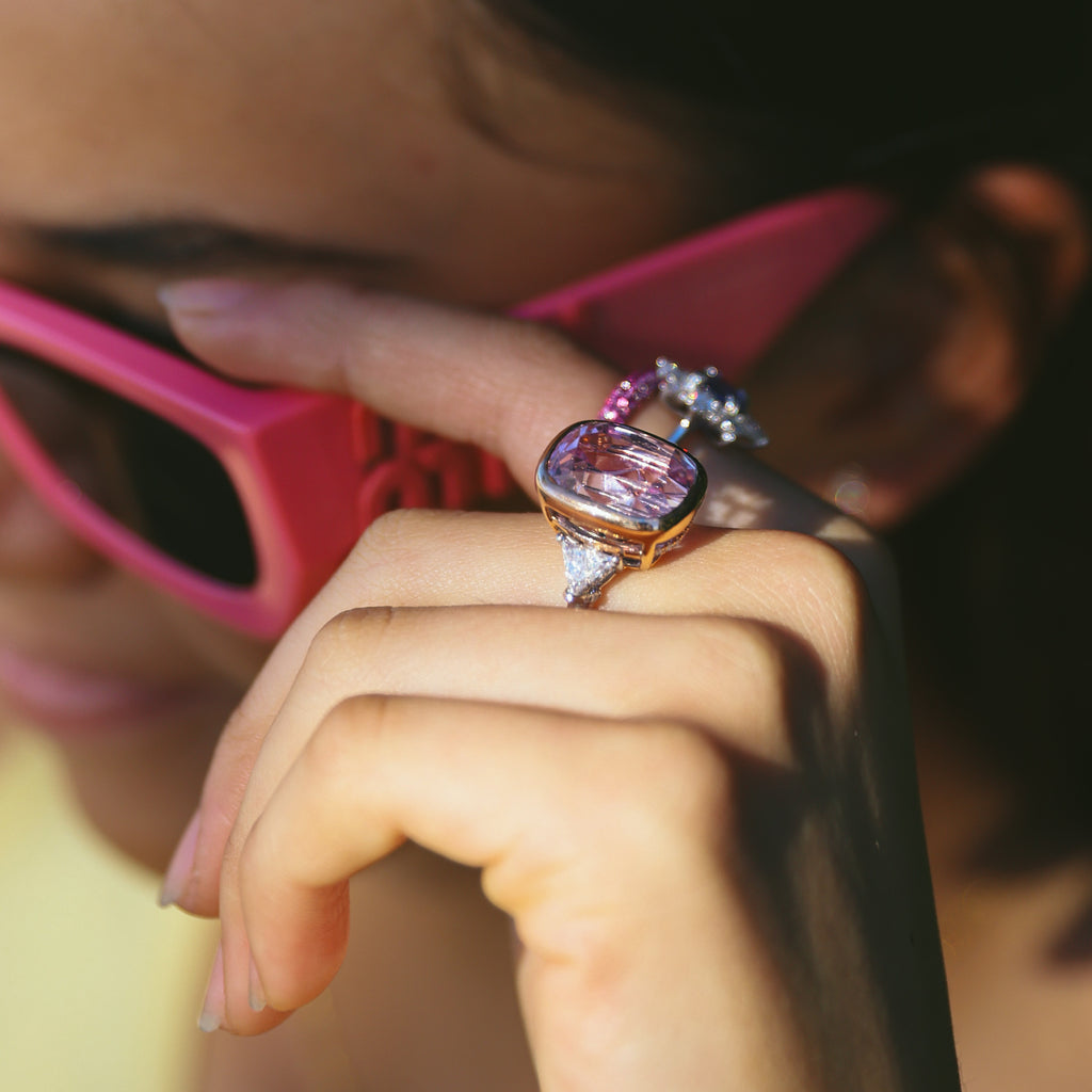 TWO TONE KUNZITE RING