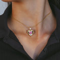 18ct Yellow Gold and Pink Sapphire Heart Pendant