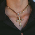 18CT TWO-TONE DIAMOND CROSS