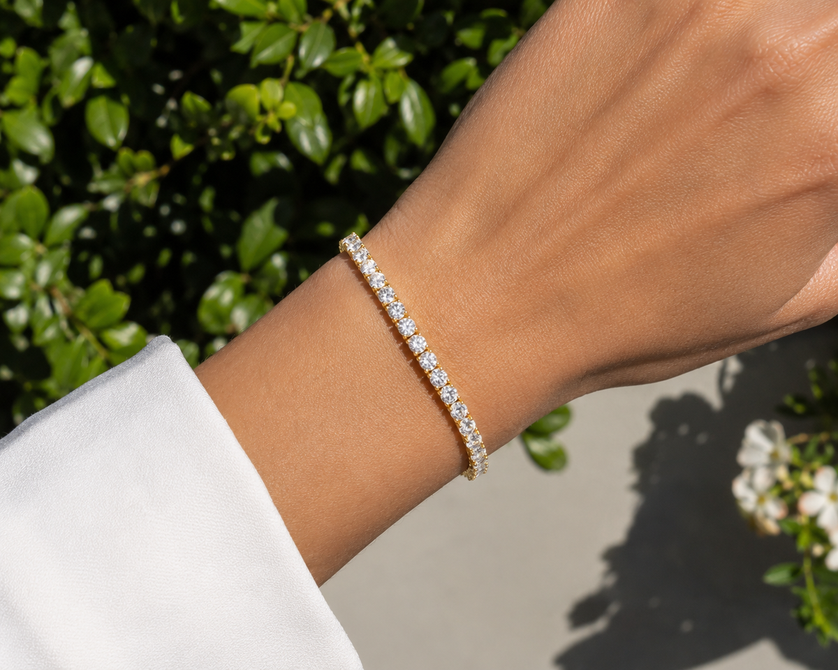 18ct Yellow Gold Diamond Tennis Bracelet