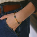 18CT YELLOW GOLD AND CERAMIC ITALIAN LINK BRACELET