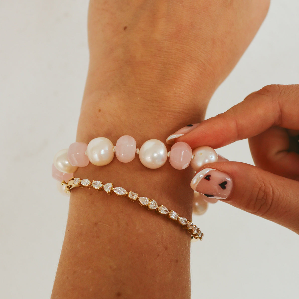 Pearl and Pink Quartz Bracelet