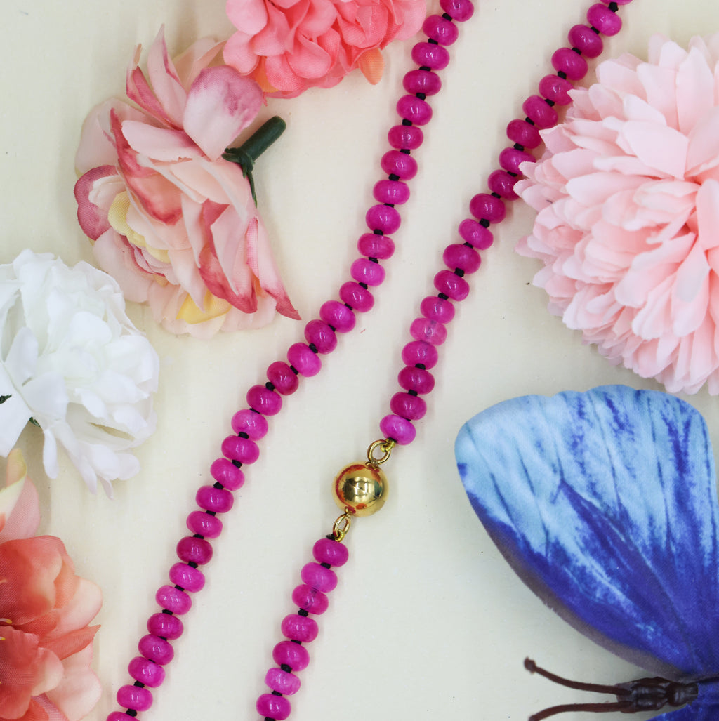 HOT PINK DYED QUATZ NECKLACE