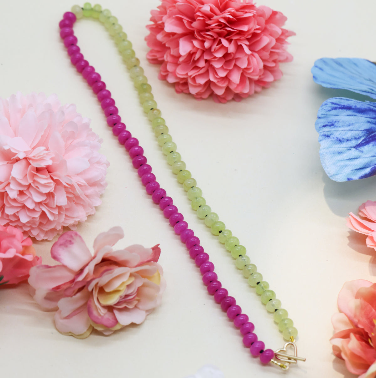 PINK & GREEN QUATZ NECKLACE