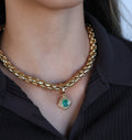 18CT YELLOW GOLD AND EMERALD PENDANT