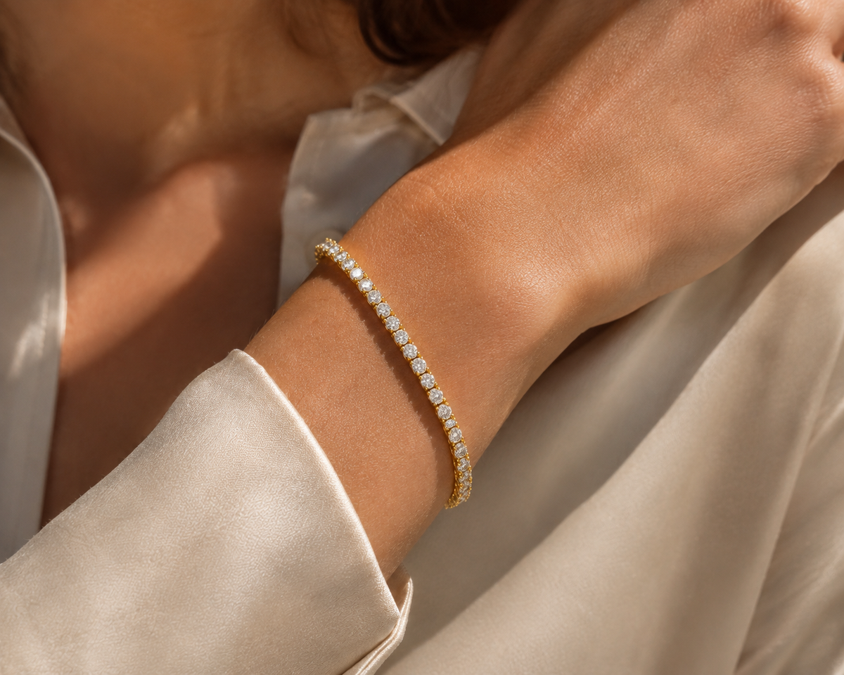 18ct Yellow Gold Diamond Tennis Bracelet