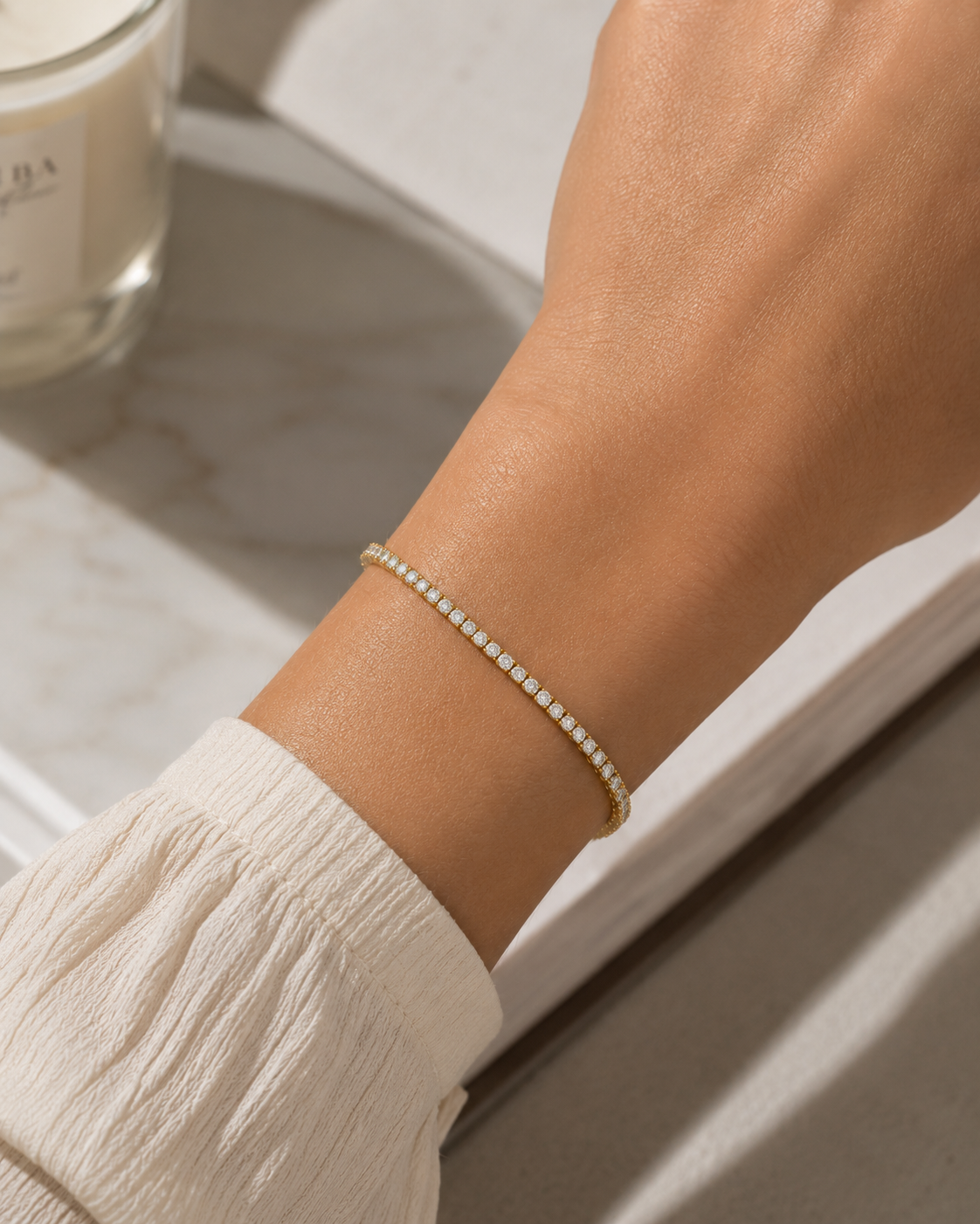 18ct Yellow Gold Diamond Tennis Bracelet