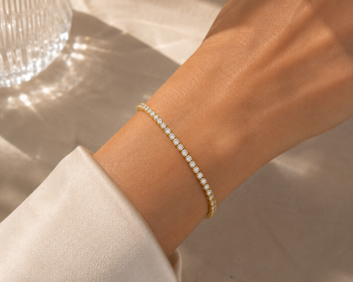 18ct Yellow Gold Diamond Tennis Bracelet