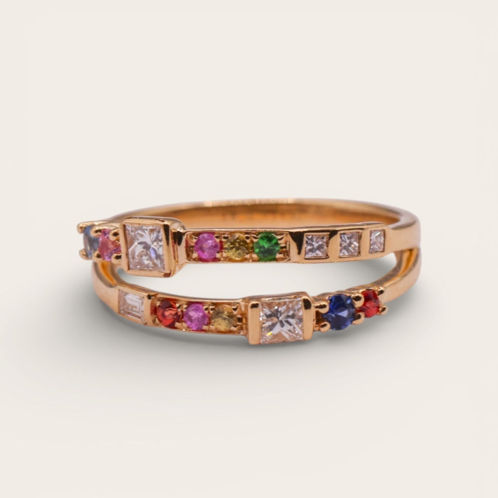 18CT Yellow Gold Sapphire & Diamond Ring