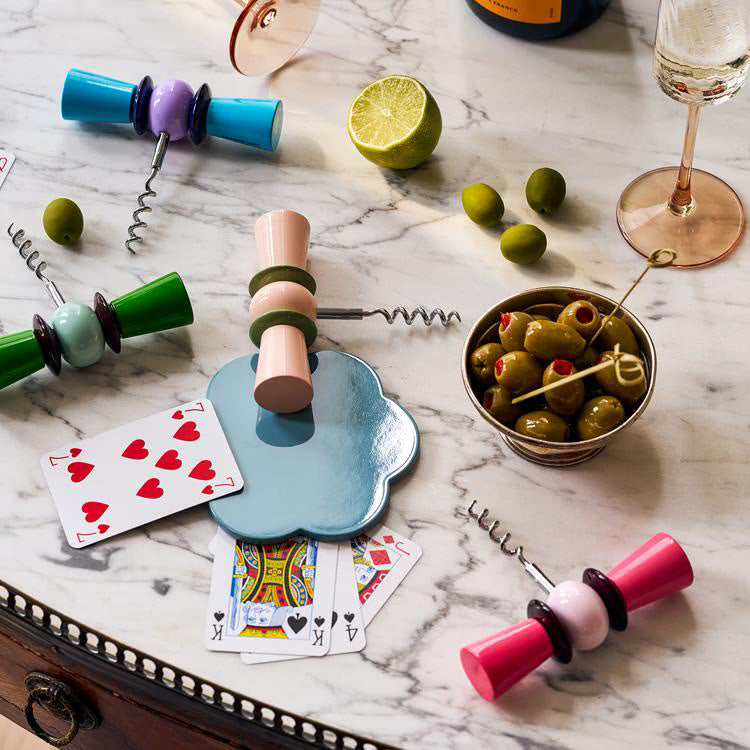 Bow Tie Corkscrew Aqua & Lilac