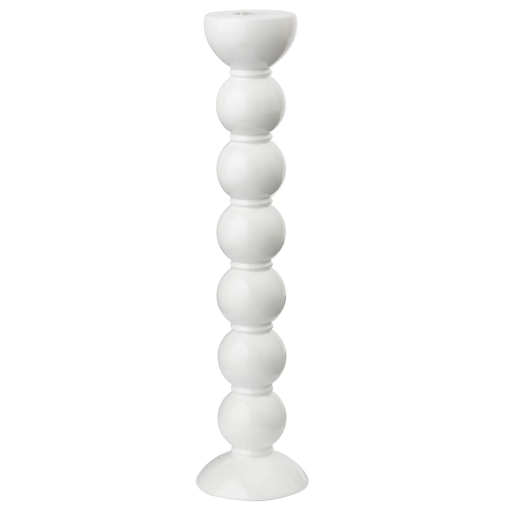 Extra Tall White Bobbin Candlestick - 33cm