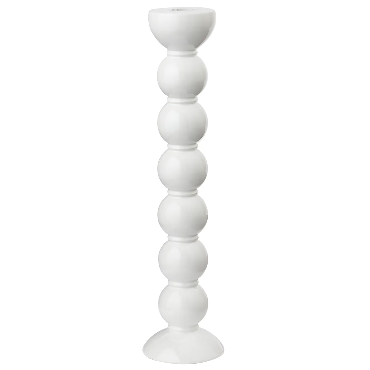 Extra Tall White Bobbin Candlestick - 33cm