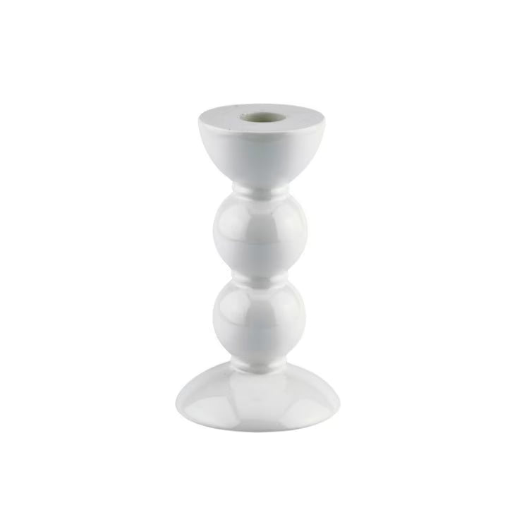 Medium White Bobbin Candlestick - 14cm