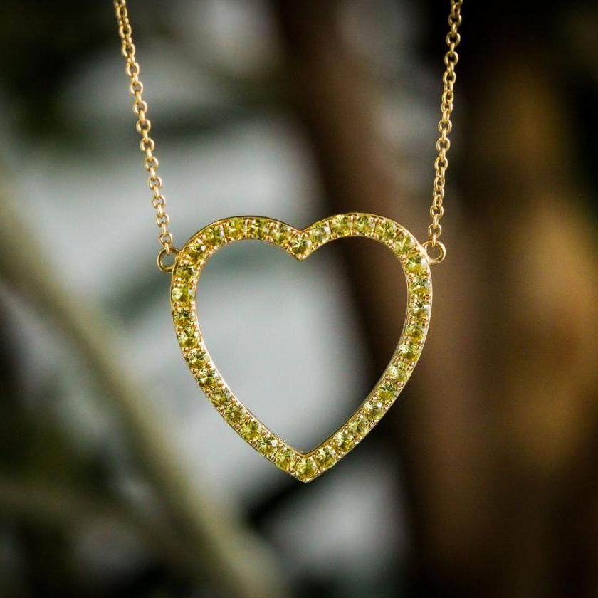 14CT YELLOW GOLD & YELLOW SAPPHIRE OPEN HEART NECKLACE